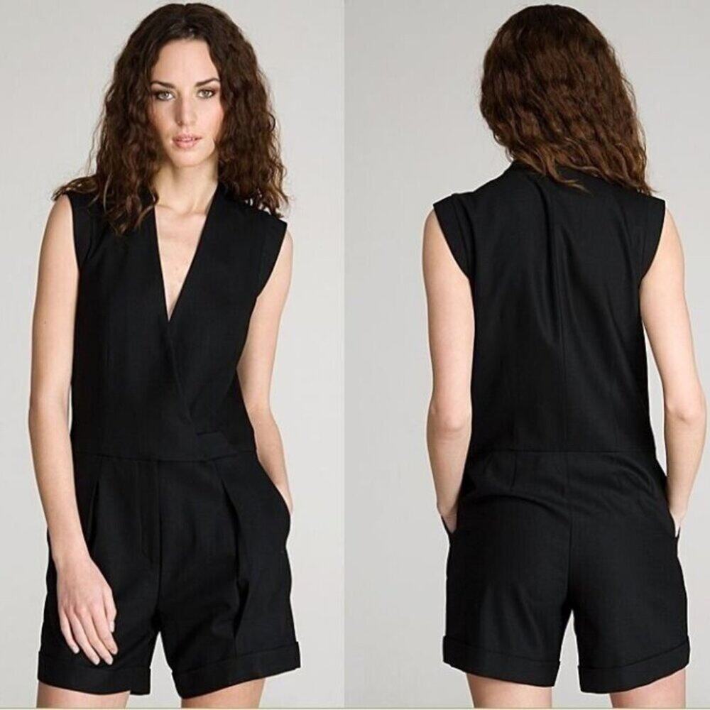 Helmut Lang Black Wool Wrap Front Romper sz 2